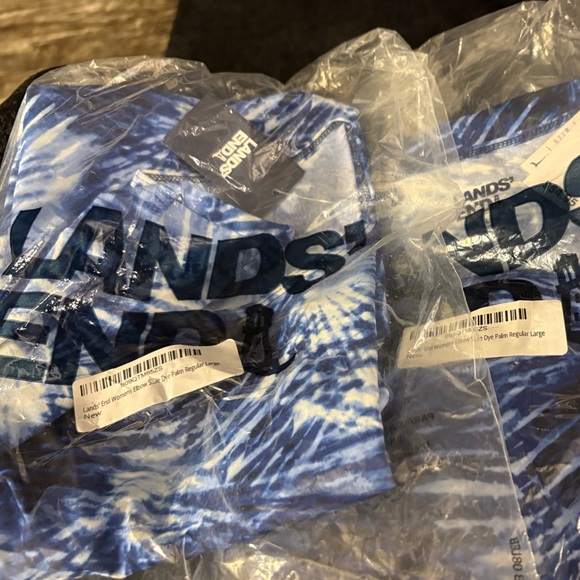 Lands' End XS & large Long Sleeve Swim Tee Rash Guard Deep Sea Navy Tie Dye nwt - Picture 10 of 12